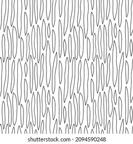 Black and white hand drawn seamless pattern with abstract shape elements. Doodle style vector.