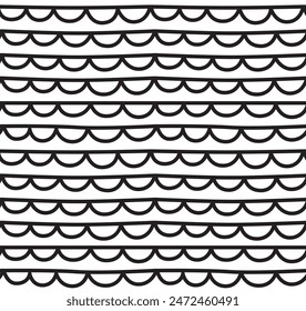 Black and white hand drawn seamless pattern. Doole abstract vector background.