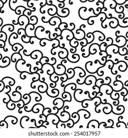 Black and white hand drawn seamless pattern