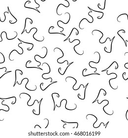 Black and white hand drawn seamless pattern with isolated waved lines in doodle style for your design