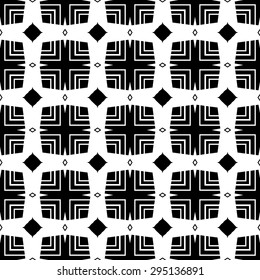 Black and White, hand drawn, seamlessly repeating ornamental wallpaper pattern.