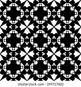Black and White, Hand drawn, seamlessly repeating ornamental wallpaper or textile pattern.
