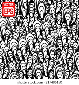 black and white hand drawn shape background. Vector illustration.