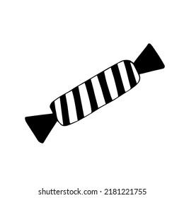 Black and white hand drawn simple candy vector illustration