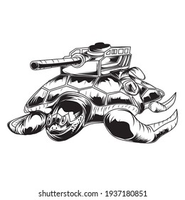 black and white hand drawn skeleton t-shirt design with army turtles