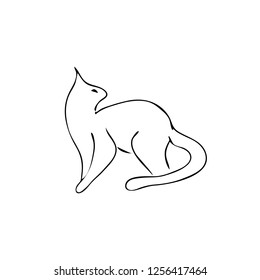 Black and white hand drawn sketch of an elegant cat. Minimalist line art vector illustration. EPS 10
