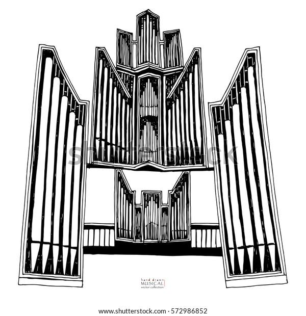 Нарисовать орган музыкальный инструмент карандашом