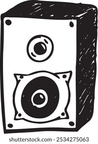 black and white hand drawn sound speaker