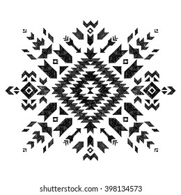 Black and white hand drawn tribal design element