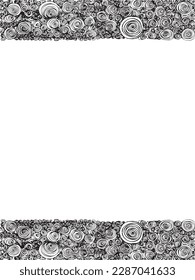 Black and white hand drawn twirl frame design.