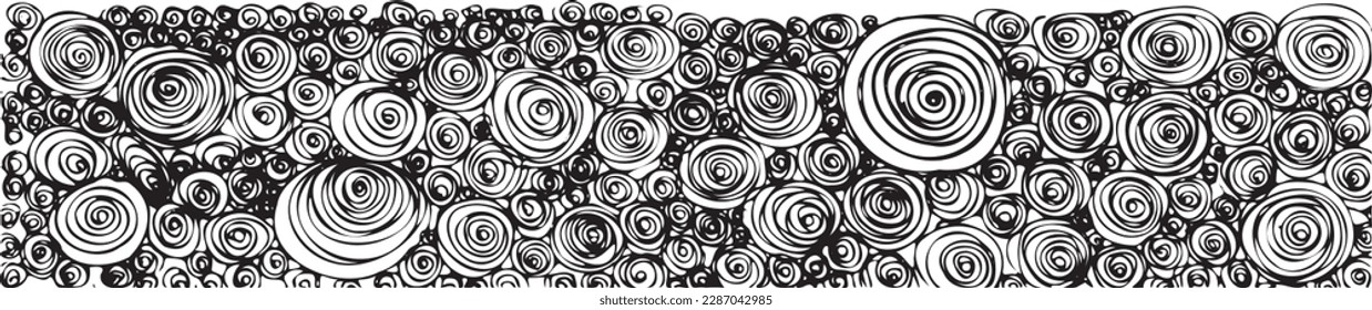 Black and white hand drawn twirl frame design. Twirl frame design bottom strip.