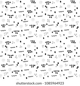 Black and white hand drawn vector seamless pattern suitable for wrapping paper, wallpaper, textile design, web design, stationery and more