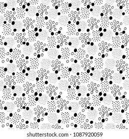 Black and white hand drawn vector seamless pattern suitable for wrapping paper, wallpaper, textile design, web design, stationery and more