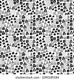 Black and white hand drawn vector seamless pattern suitable for wrapping paper, wallpaper, textile design, web design, stationery and more