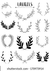 Black and White Hand Drawn Vector Leaf Branches