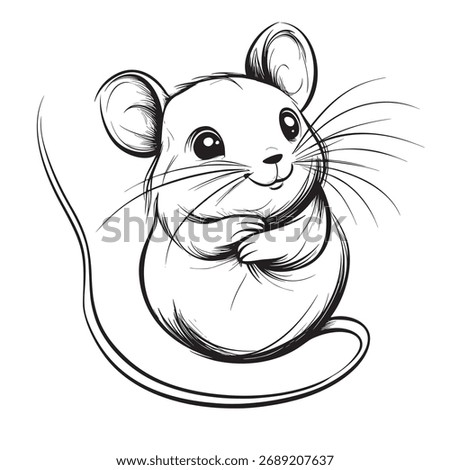 black and white hand drawn vector outline of mouse with customizable functions
