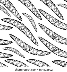 Black and white hand drawn zentangle seamless pattern with abstract floral  elements. Vintage ornament for cards, invitation, wallpapers, pattern fills, textile.
