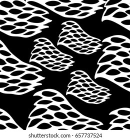Black and white hand drawn zentangle seamless pattern with abstract floral  elements. Vintage ornament for cards, invitation, wallpapers, pattern fills, textile.