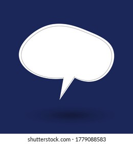 Black and white hand drow speech bubble. Cartoon Vector illustration. Isolated on transparent color background. Dialog cloud.