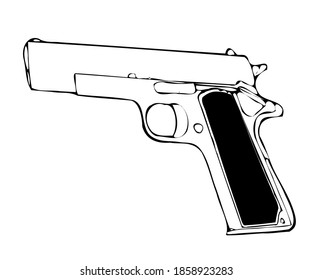 Black White Hand Gun Vector Illustration Stock Vector (Royalty Free ...