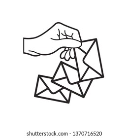 Black White Hand Holding Envelope Isolated Stock Vector (Royalty Free ...