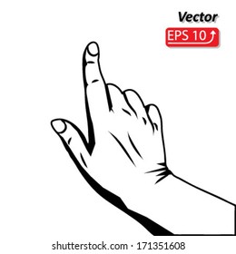 black and white hand icon cursor, touch screen gesture, interface vector