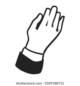 Black and White Hand Illustration gesture. Black and white drawing vector illustration. Cartoon hand drawn style icon. Business office concept.