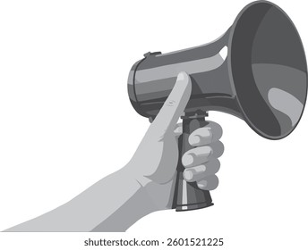 Black and White Hand with Megaphone