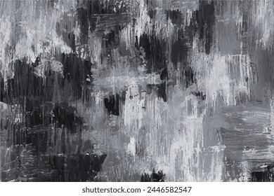 Black and white hand painted background texture with grunge brush strokes. Black and white Grunge texture. Abstract ink background. Abstract background. Monochrome texture.