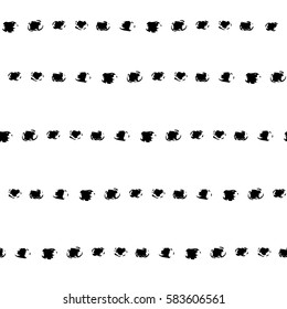 Black and white hand painted dot stripes grunge seamless pattern, vector background