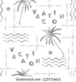 Black and white hand point dots on vacation summer tropical mood with the line seamless pattern  vector design for fashion,fabric,wallpaper and all prints