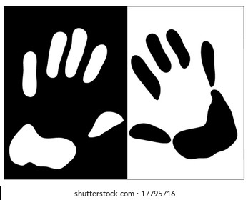 black and white hand prints vector illustration