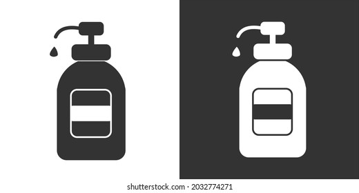black and white hand sanitizer vector icon