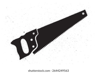 Black and White Hand Saw Silhouette Spray Art.	