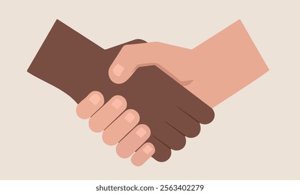 Black and white Hand shake for business deal, partnership of bonding in business, Shaking hand icon in dealing business of black and white hand friendship.