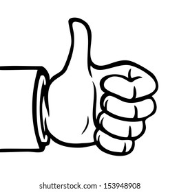 Black and white hand showing a thumbs up.