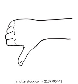 Black and white hand showing a thumbs down. illustration vector
