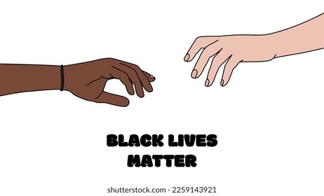 Black and White hand vector illustration.
