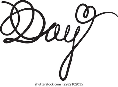 black and white, hand written word, 'Day'