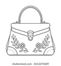 A black and white handbag  coloring page