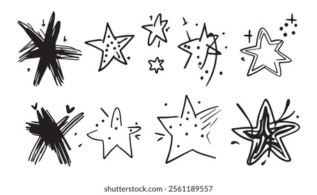 Black and White Handcrafted Star Shapes