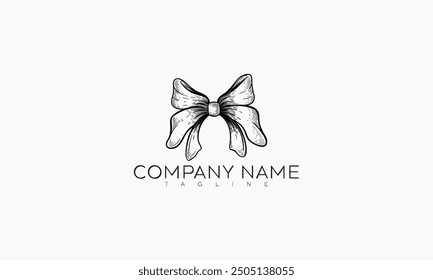 Logotipo de arco dibujado a mano en blanco y negro con las palabras "Nombre de la empresa" y "Eslogan" debajo.