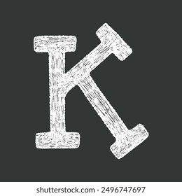 Black and white hand-drawn chalk textured alphabet ideal for school creative lettering design projects.