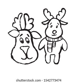 black and white hand-drawn christmas attributes