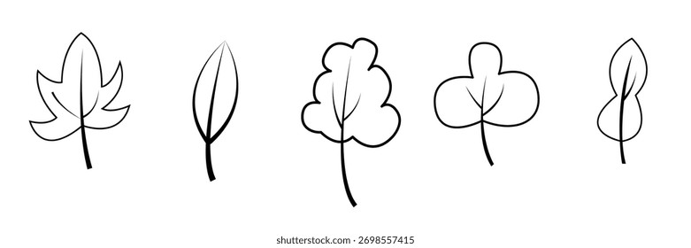 Ilustrações de árvores desenhadas à mão em preto e branco