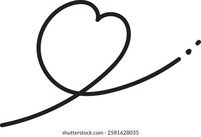 Black and white Handdrawn line heart illustration material