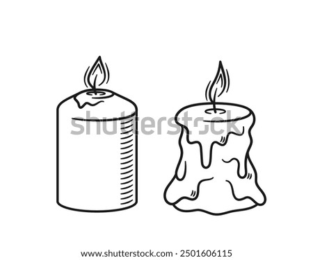 Similar – Image, Stock Photo Two candles on the table bring some light into the dark room