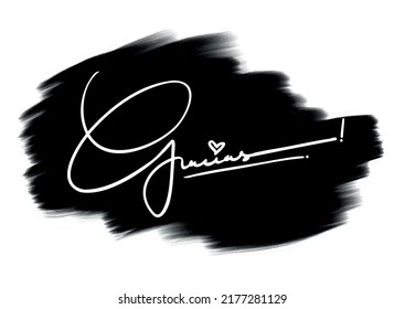 Black and white hand-drown signature lettering art of "Gracias". Translated as "Thanks".