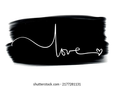 Black and white hand-drown signature lettering art of "Love".