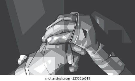 black and white Hands A skilled boxer wpap design vector illustration in colorful style